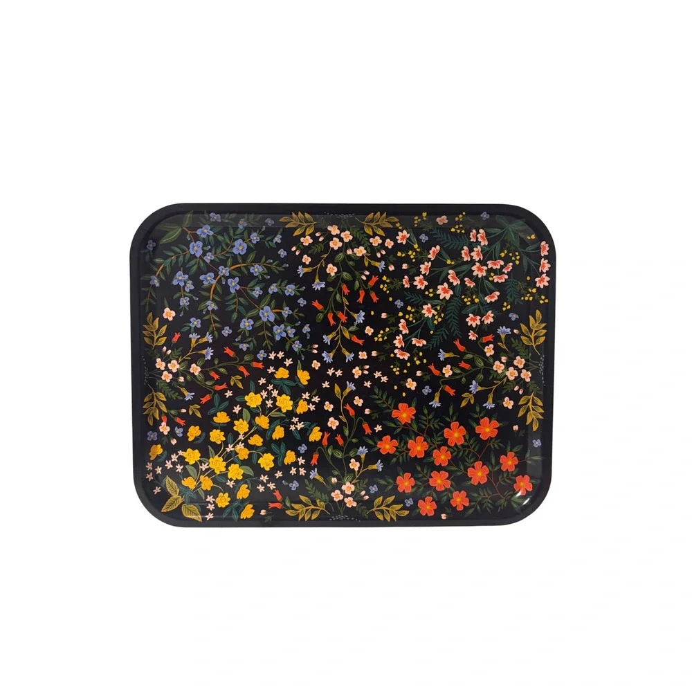 Rifle Paper Co Wildwood Birch Wood Serving Tray Black Floral Handmade Sweden